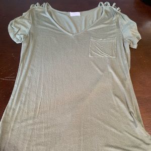Glitz Army Green Open Shoulder Shirt Size Medium